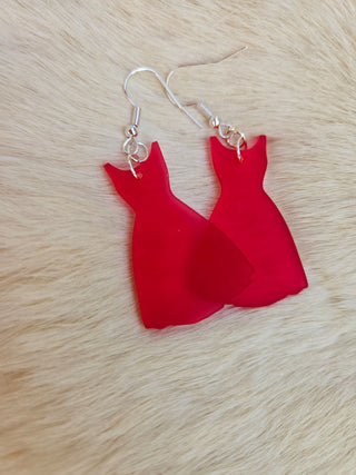 Red Dress Frosted Acrylic Earrings