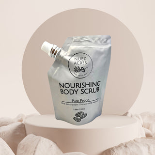 Nuez Acres Pecan Nourishing Body Scrub – Exfoliant hydratant à l’huile naturelle de noix de pécan pour une peau douce et lumineuse