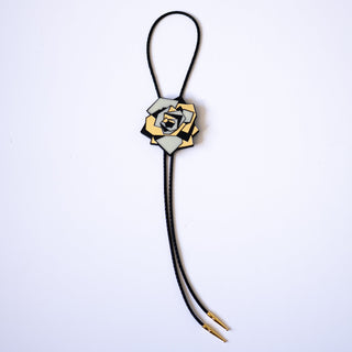 Nicimos Bolo Tie // Matte Black, Ivory and Gold Mirror