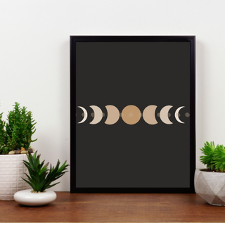 Impression d’art phases de lune - Boho Design - Noir et Or Rose