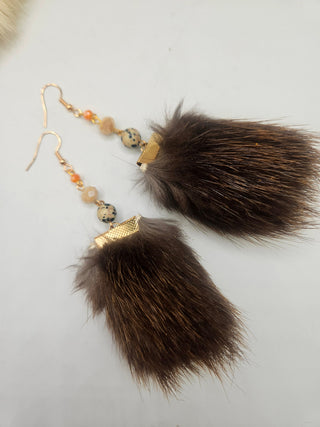 Beaver Fur Drop Earrings