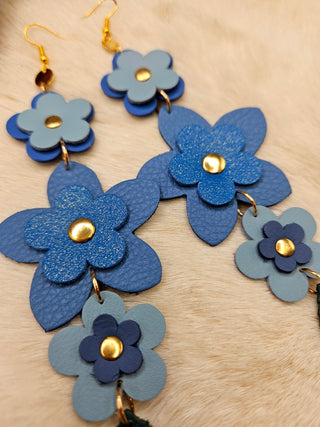 Flower Leather Shoulder Duster Earrings