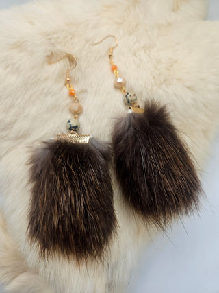 Beaver Fur Drop Earrings