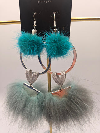 Anishinaabe Girl Designer Fox and Mink Fur Earrings