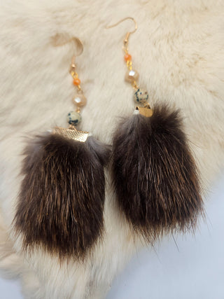 Beaver Fur Drop Earrings