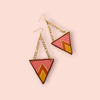 Moosehide Geometric Painted Rawhide Parfleche Earrings