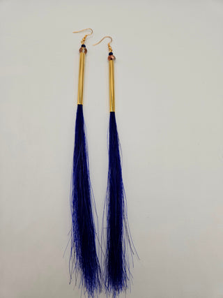 Royal Blue Horsehair Earrings