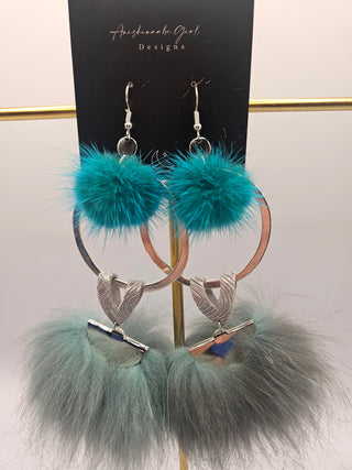 Anishinaabe Girl Designer Fox and Mink Fur Earrings